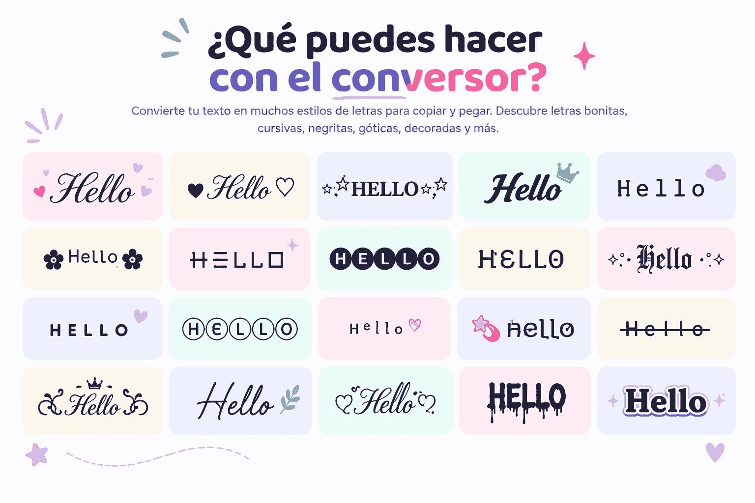 Conversor de letras cursivas para copiar y pegar